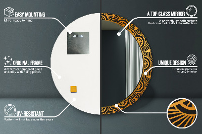 Espelho redondo decorativo Mandala dourada