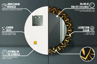 Espelho redondo decorativo Mandala dourada