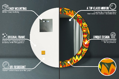 Espelho decorativo redondo Tulipas retrô