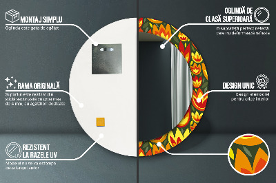 Espelho decorativo redondo Tulipas retrô