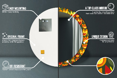 Espelho decorativo redondo Tulipas retrô