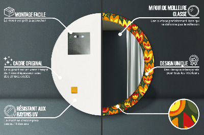 Espelho decorativo redondo Tulipas retrô