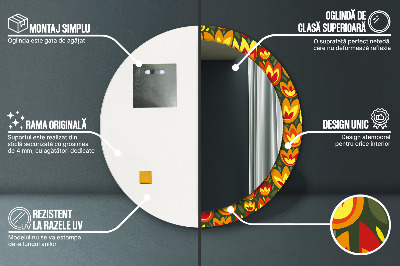 Espelho decorativo redondo Tulipas retrô