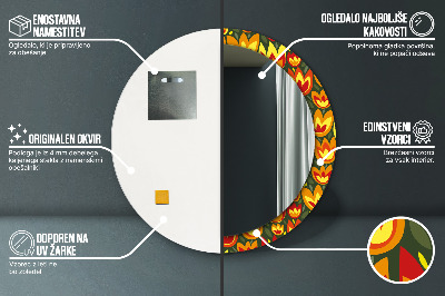 Espelho decorativo redondo Tulipas retrô