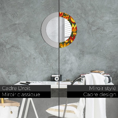 Espelho decorativo redondo Tulipas retrô