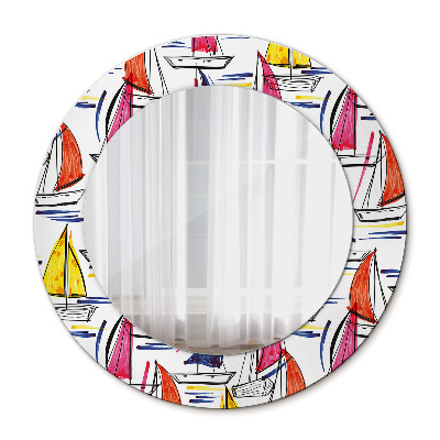 Espelho decorativo redondo Um barco no lago