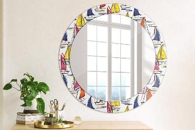 Espelho decorativo redondo Um barco no lago