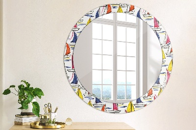 Espelho decorativo redondo Um barco no lago