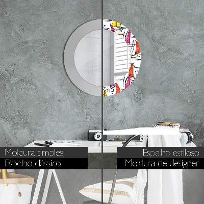 Espelho decorativo redondo Um barco no lago