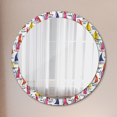 Espelho decorativo redondo Um barco no lago