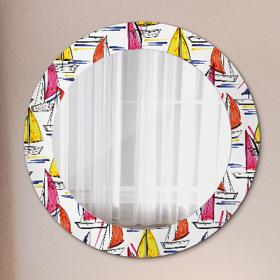 Espelho decorativo redondo Um barco no lago