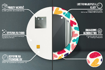 Espelho redondo decorativo Corações coloridos