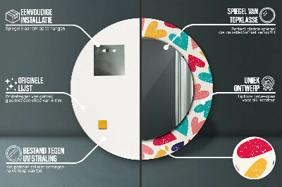 Espelho redondo decorativo Corações coloridos