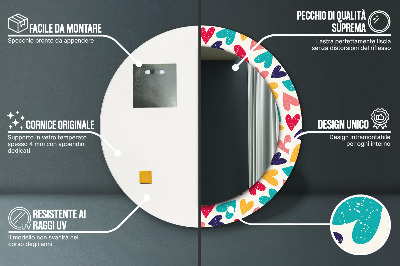 Espelho redondo decorativo Corações coloridos