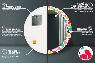 Espelho redondo decorativo Corações coloridos