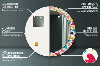 Espelho redondo decorativo Corações coloridos