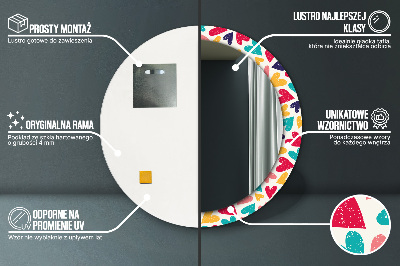 Espelho redondo decorativo Corações coloridos