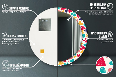 Espelho redondo decorativo Corações coloridos