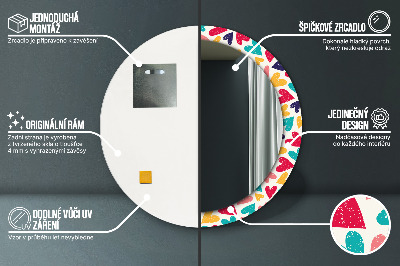 Espelho redondo decorativo Corações coloridos