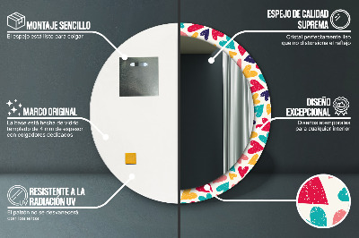 Espelho redondo decorativo Corações coloridos