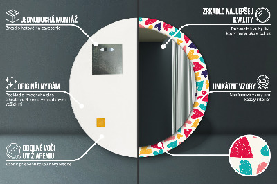 Espelho redondo decorativo Corações coloridos