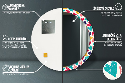 Espelho redondo decorativo Corações coloridos