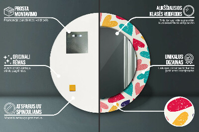 Espelho redondo decorativo Corações coloridos