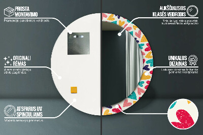 Espelho redondo decorativo Corações coloridos