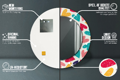 Espelho redondo decorativo Corações coloridos