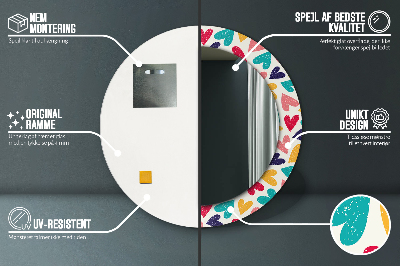 Espelho redondo decorativo Corações coloridos