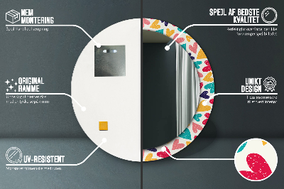 Espelho redondo decorativo Corações coloridos