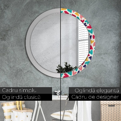 Espelho redondo decorativo Corações coloridos