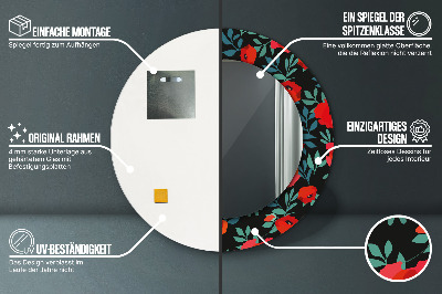 Espelho redondo decorativo Papoula vermelha