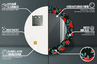 Espelho redondo decorativo Papoula vermelha