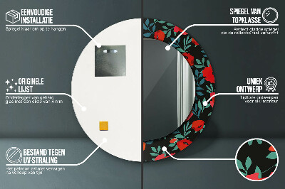 Espelho redondo decorativo Papoula vermelha