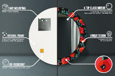 Espelho redondo decorativo Papoula vermelha