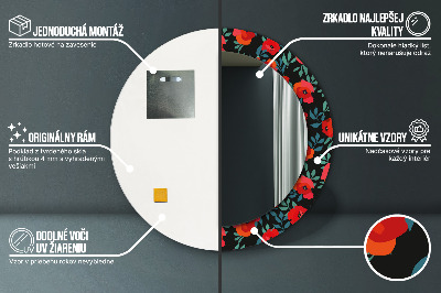 Espelho redondo decorativo Papoula vermelha