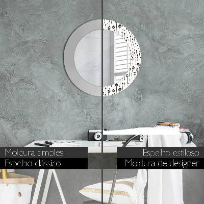 Espelho decorativo redondo Desenho de flor