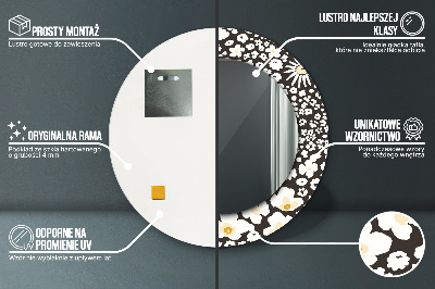 Espelho redondo decorativo Margaridas Marfim