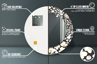 Espelho redondo decorativo Margaridas Marfim