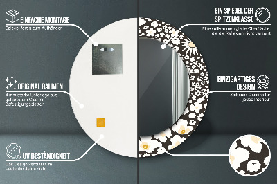 Espelho redondo decorativo Margaridas Marfim