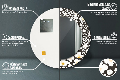 Espelho redondo decorativo Margaridas Marfim