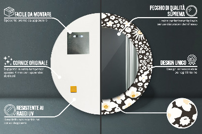 Espelho redondo decorativo Margaridas Marfim