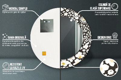 Espelho redondo decorativo Margaridas Marfim