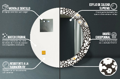 Espelho redondo decorativo Margaridas Marfim