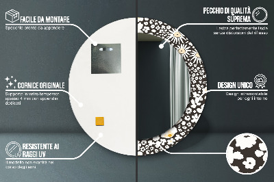 Espelho redondo decorativo Margaridas Marfim