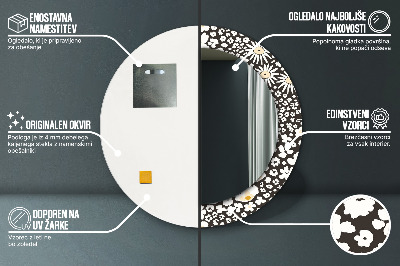 Espelho redondo decorativo Margaridas Marfim