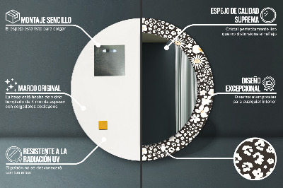 Espelho redondo decorativo Margaridas Marfim