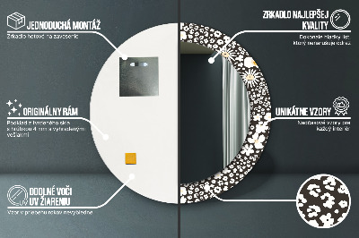 Espelho redondo decorativo Margaridas Marfim