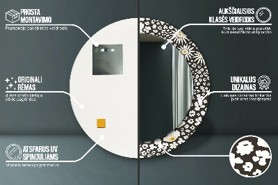 Espelho redondo decorativo Margaridas Marfim